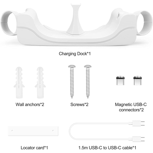 Station de recharge murale GEGEK pour Oculus Quest 2, station de recharge Oculus Quest 2 avec voyant DEL, haute vitesse, station de recharge rapide