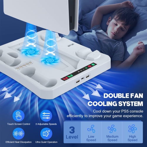 MoKo Charging Station for Playstation VR2, PS VR2 Controller Charging Dock, 5 in 1 PS5 VR2 Stand with Cooling Fan, PS VR2 Controller Charger PS VR2