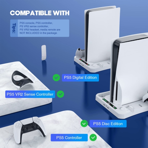 MoKo Charging Station for Playstation VR2, PS VR2 Controller Charging Dock, 5 in 1 PS5 VR2 Stand with Cooling Fan, PS VR2 Controller Charger PS VR2