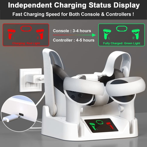 SWVOE Charging Dock for Oculus Quest 2, VR Accessories Magnetic Charging Station with 860g Anti-Rollover Body, Over-Load Protection, Status Display,