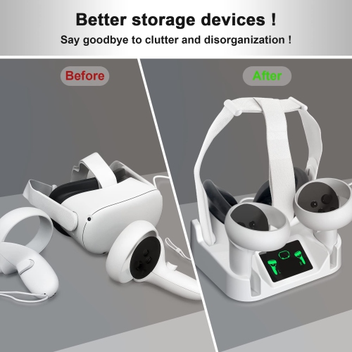 SWVOE Charging Dock for Oculus Quest 2, VR Accessories Magnetic Charging Station with 860g Anti-Rollover Body, Over-Load Protection, Status Display,