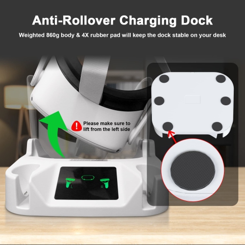 SWVOE Charging Dock for Oculus Quest 2, VR Accessories Magnetic Charging Station with 860g Anti-Rollover Body, Over-Load Protection, Status Display,