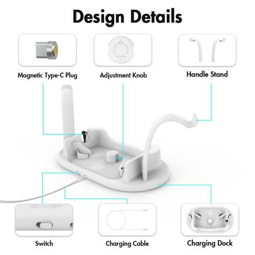 AMVR Charging Dock for Meta Quest 2, Headset Display Stand and Touch Controllers Mount Station Holder, with USB-C Charging Cable