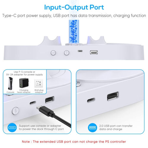 Station de chargement pour PSVR2 avec 9 lumières RVB, station de chargement MENEEE pour manette PlayStation VR2, support pour casque PS VR2 et port