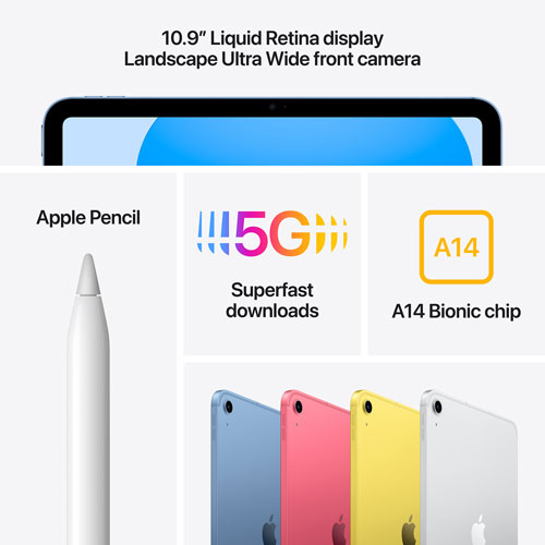 Bell Apple iPad 10.9" 64GB with Wi-Fi 6 & 5G (10th Generation) - Pink - Monthly Financing