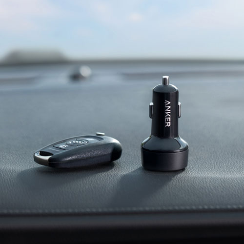 Anker PowerDrive 35W PD 2-Port USB-A/USB-C Car Charger with USB-C Cable - Black/Grey