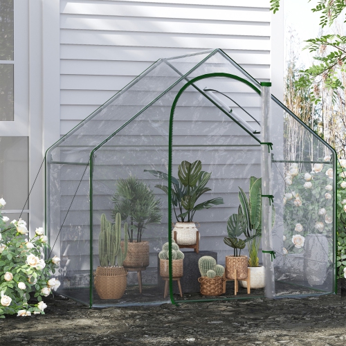 Outsunny 6'x3.3'x5.5' Walk-in Garden Greenhouse with Door and Window, Portable Mini Greenhouse for Plants Flowers Herbs, Steel Outdoor Hot House