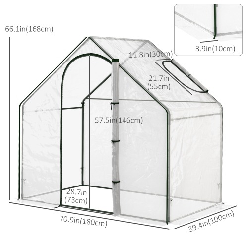 Outsunny 6'x3.3'x5.5' Walk-in Garden Greenhouse with Door and Window, Portable Mini Greenhouse for Plants Flowers Herbs, Steel Outdoor Hot House