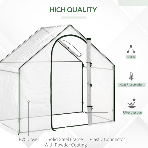 Outsunny 6'x3.3'x5.5' Walk-in Garden Greenhouse with Door and Window, Portable Mini Greenhouse for Plants Flowers Herbs, Steel Outdoor Hot House