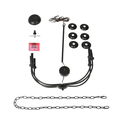 Mid-Century Modern 6-Light Black Candle Chandelier for Dining Room