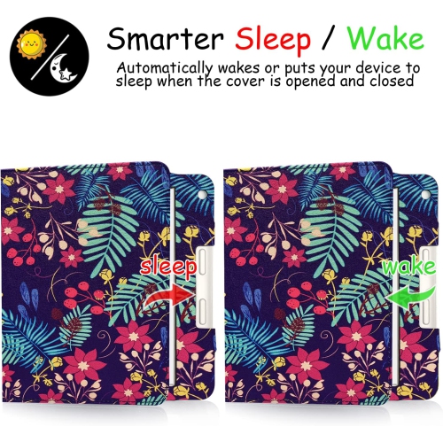 G Kobo Libra 2 Case Cover for 7 inch Kobo Libra with Auto Sleep / Wake / Double Hand Strap / Stand (Flower Cluster)…