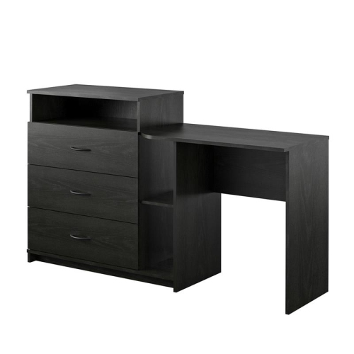 Ameriwood Home Rebel 3 in 1 Media Dresser and Desk Combo in Black Oak