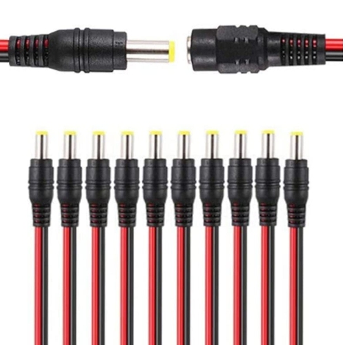 ISTAR 10Pcs Male DC Power Pigtail Cable, 12V 5A DC Connectors for CCTV Security Camera and Lighting Power Adapter