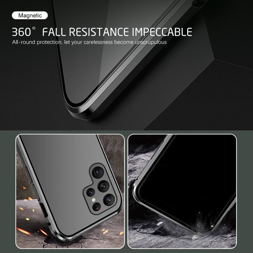 360° Front+Back Clear Tempered Glass Metal Magnetic Case Cover For SAMSUNG S22 ULTRA - Free Shipping