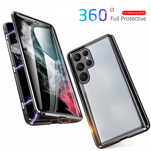 360° Front+Back Clear Tempered Glass Metal Magnetic Case Cover For SAMSUNG S22 ULTRA - Free Shipping