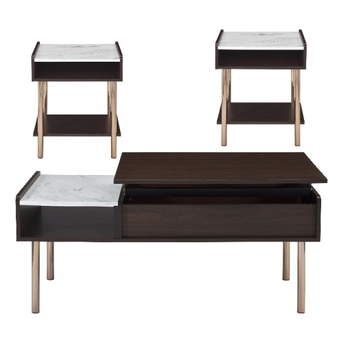 STEVE SILVER COMPANY  Carrie Walnut Finished Wood 3-Piece Occasional Set