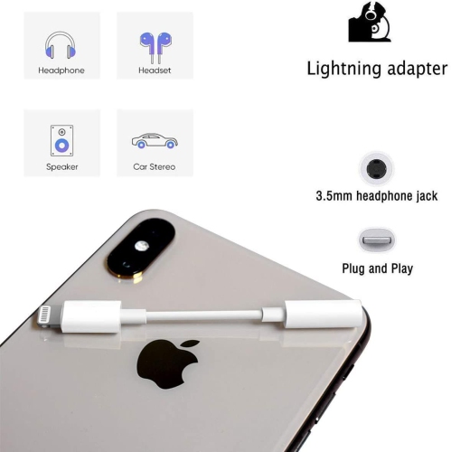 3 Pack Headphone Adapter for iPhone Connects Lightning to 3.5mm Dongle Auxiliary Audio Splitter Cable Compatible with iPhone 7 8 11 11 Pro 12 12 Pro