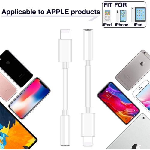 3 Pack Headphone Adapter for iPhone Connects Lightning to 3.5mm Dongle Auxiliary Audio Splitter Cable Compatible with iPhone 7 8 11 11 Pro 12 12 Pro