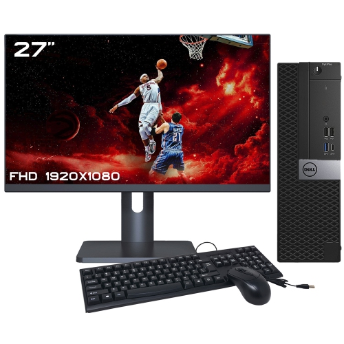 DELL  Refurbished (Good) - Optiplex Small Form Factor Desktop - Intel Core I7 (6Th Gen), 16GB Memory, 512GB SSD, Win 10 Pro + 27" Monitor