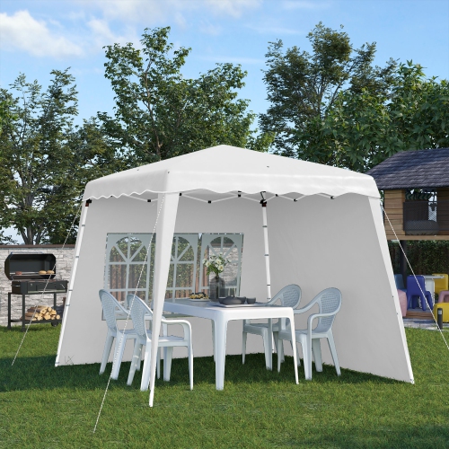 Outsunny Pop Up Canopy Tent with 2 Sidewalls, UV50+ Tents for Parties, Height Adjustable, with Carry Bag and Slant Legs, for Outdoor, Garden, Patio,