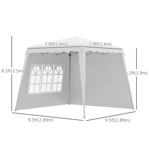 Outsunny Pop Up Canopy Tent with 2 Sidewalls, UV50+ Tents for Parties, Height Adjustable, with Carry Bag and Slant Legs, for Outdoor, Garden, Patio,