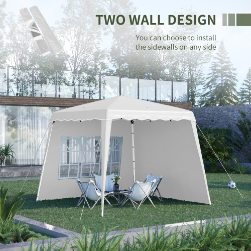 Outsunny Pop Up Canopy Tent with 2 Sidewalls, UV50+ Tents for Parties, Height Adjustable, with Carry Bag and Slant Legs, for Outdoor, Garden, Patio,