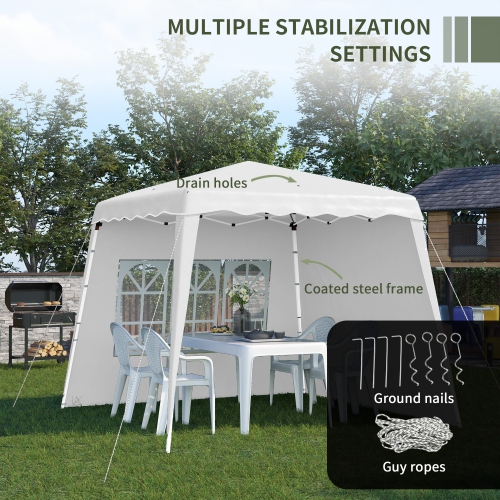 Outsunny Pop Up Canopy Tent with 2 Sidewalls, UV50+ Tents for Parties, Height Adjustable, with Carry Bag and Slant Legs, for Outdoor, Garden, Patio,