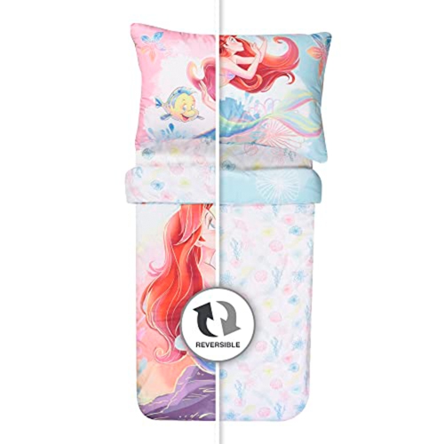 Little Mermaid 3 Piece Toddler Bedding Set Is A Dream Come True, Includes A Cozy Comforter, Fitted Sheet, And Pillowcase For The Perfect Night's