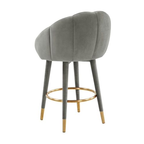 TOV Furniture Myla 26.5" Swivel Modern Velvet Counter Stool in Gray