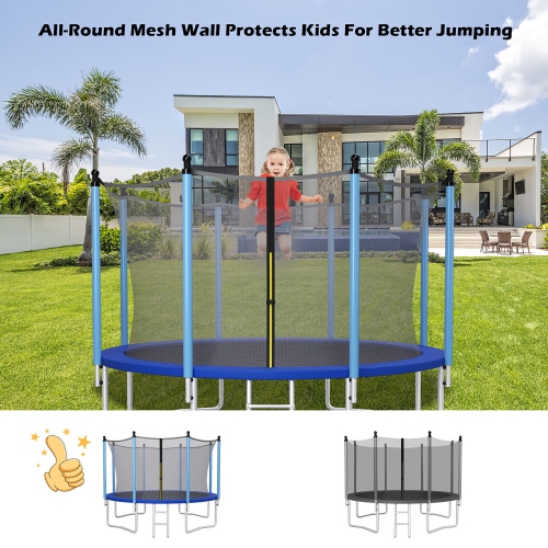 Gymax 16FT Trampoline Replacement Safety Enclosure Net for 12 Poles Weather-Resistant