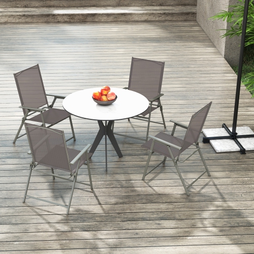Gymax 4PCS Patio Portable Metal Folding Chairs Dining Chair Set Poolside Garden