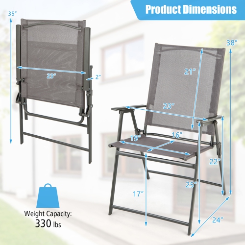 Gymax 4PCS Patio Portable Metal Folding Chairs Dining Chair Set Poolside Garden