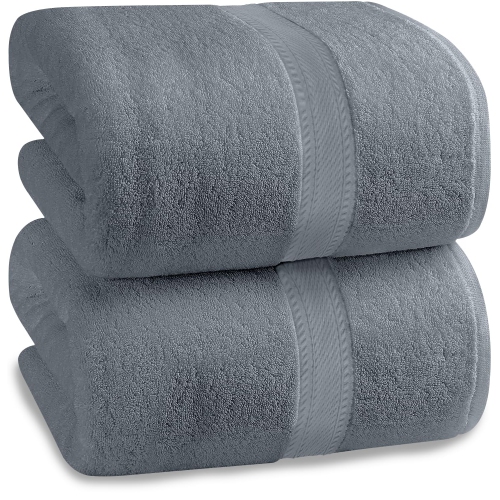 Ensemble de 2 serviettes de bain grises Canadian Linen Economy, 26 x x52 po, absorption extra-douce, serviettes en coton 500&nbsp;GSM, séchage rapide