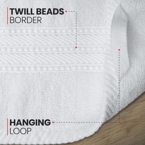 Serviettes Everest de luxe de Canadian Linen, paquet de 6 en coton doux absorbant, séchage rapide, léger, blanc&nbsp;