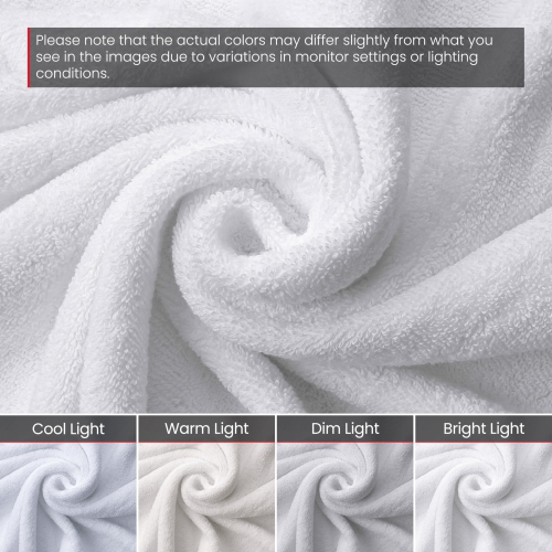 Serviettes Everest de luxe de Canadian Linen, paquet de 6 en coton doux absorbant, séchage rapide, léger, blanc&nbsp;