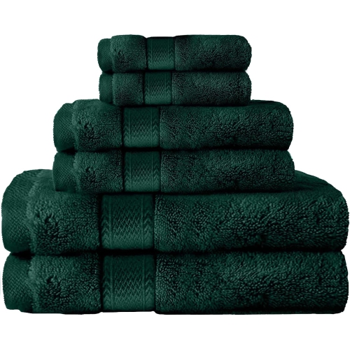 Canadian Linen Green Economy Bathroom Towel Set, 6 Pack, 2 Pieces 26”x52” 500 GSM Bath Towels 2 Piece Hand Towels 16x27, 2 Pieces Wash Cloths 12x12