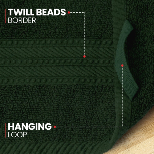 Serviettes de golf en lin de luxe Everest de Canadian Linen, paquet de 6 légères en coton doux et absorbant, séchage rapide, pour le sport, vert