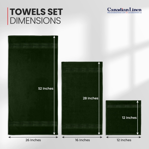 Serviettes de golf en lin de luxe Everest de Canadian Linen, paquet de 6 légères en coton doux et absorbant, séchage rapide, pour le sport, vert