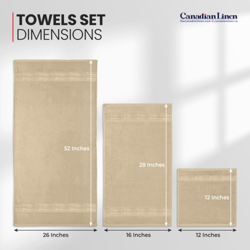 Serviettes Everest de luxe de Canadian Linen, paquet de 6 en coton doux absorbant, séchage rapide, léger, beige