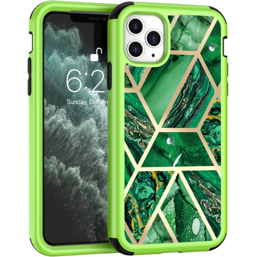 QUALITY CELLULAR  Heavy Duty Full-Body Armor Shockproof Bumper Hard Back Protective Geometric Marble Phone Case for Iphone 11 Pro Max A2161