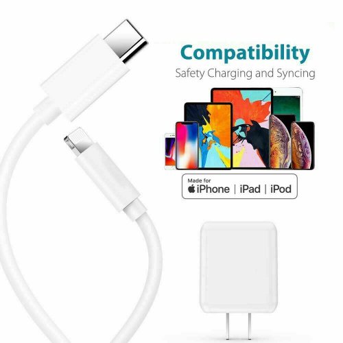 Chargeur mural rapide USB de type C de 20 W pour iPhone 14 Pro Max iPhone 13 Pro Max iPhone 11 iPhone 12 PRO MAX iPad Air Mini iPad Pro + câble USB-C