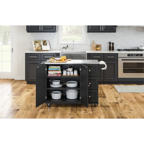 Chariot de cuisine moderne/contemporain en bois Pemberly Row, noir
