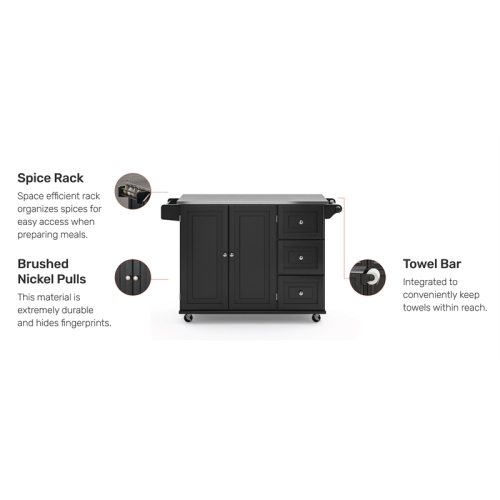 Chariot de cuisine moderne/contemporain en bois Pemberly Row, noir