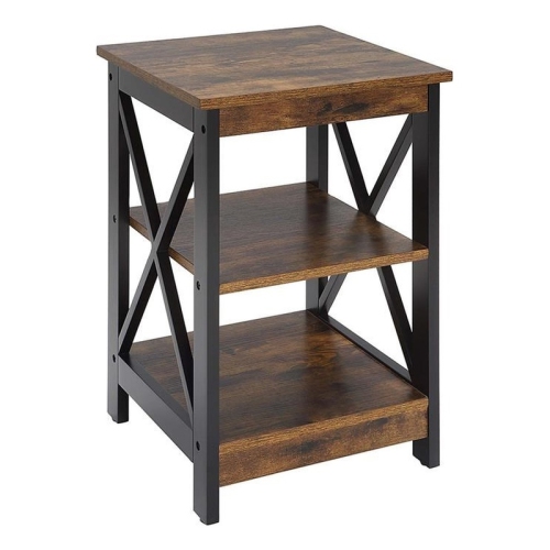 PEMBERLY ROW  Modern End Table With Shelves In Nutmeg Wood Finish