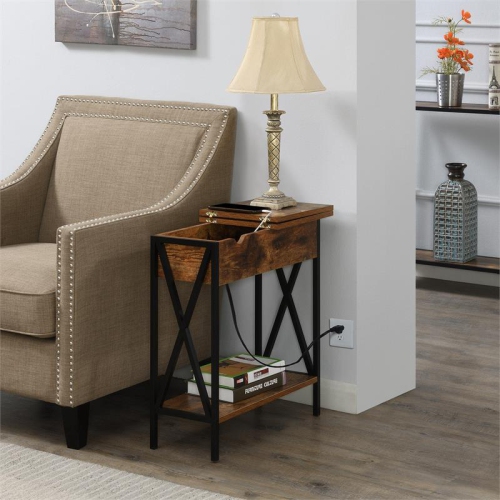 Pemberly Row Electric Flip Top Table in Multi-Color Wood Finish