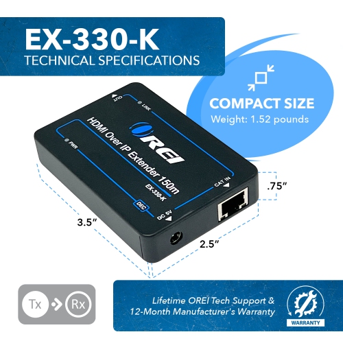 HDMI Extender Over CAT6/7 At 1080p@60Hz Up To 330 Ft Over IP