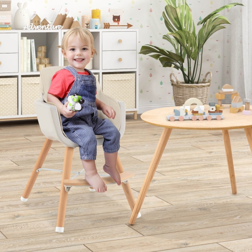 Costway 3 in 1 Convertible Wooden High Chair Baby Toddler Highchair w/ Cushion