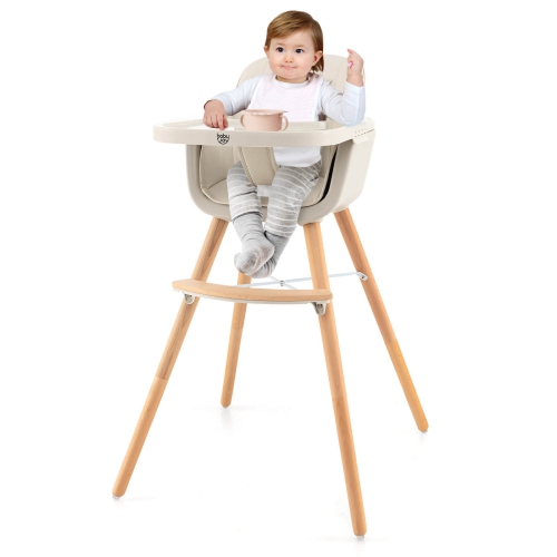 Costway 3 in 1 Convertible Wooden High Chair Baby Toddler Highchair w/ Cushion