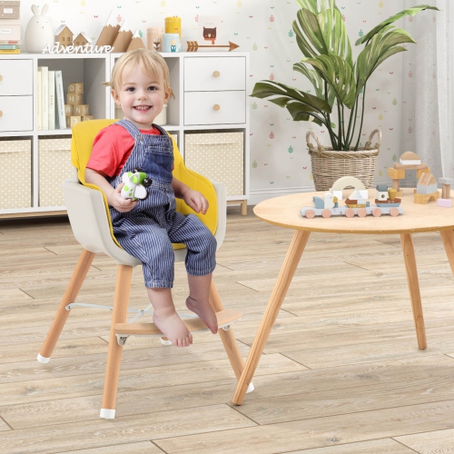 Costway 3 in 1 Convertible Wooden High Chair Baby Toddler Highchair w/ Cushion