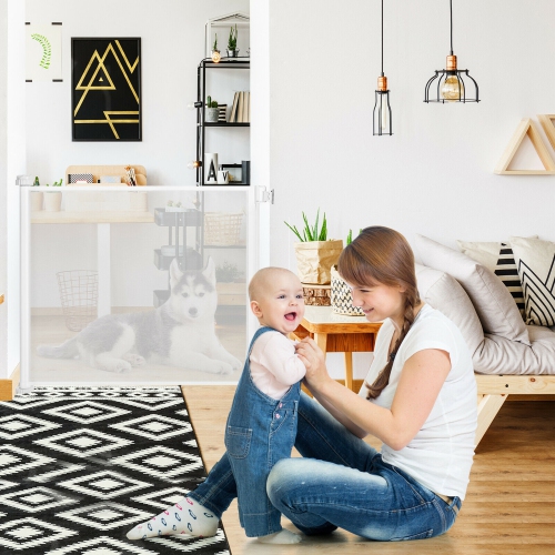 Gymax 33'' Tall Retractable Baby Gate Mesh Safety Gate for Dog Indoor Outdoor Use